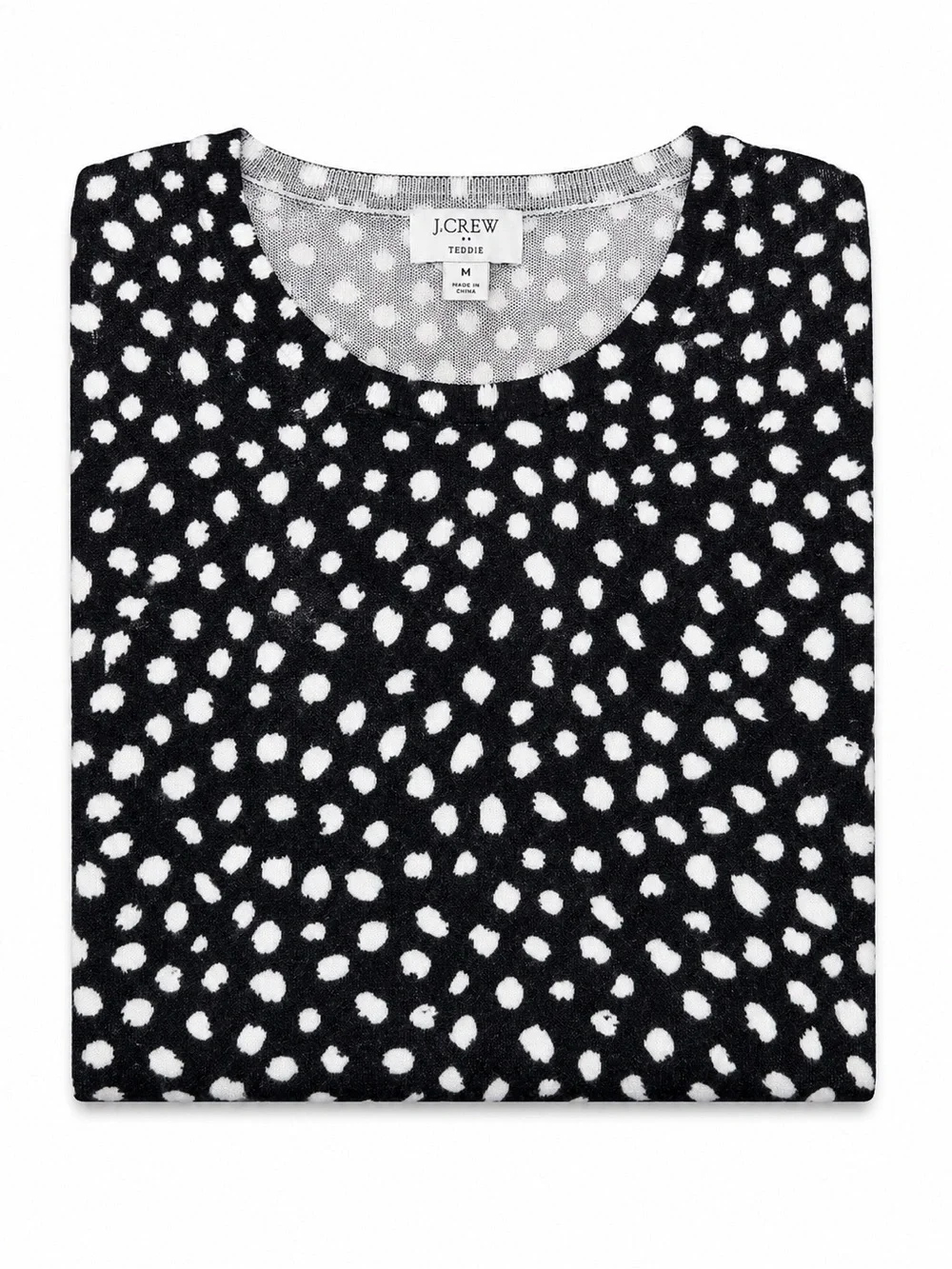 J. Crew Teddie Lightweight - Black Brushed Dot - Long Sleeve Top - Size M